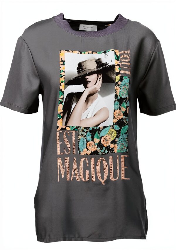 Rich&Royal Damen T-Shirt Charcoal Design mit Ziersteinen
