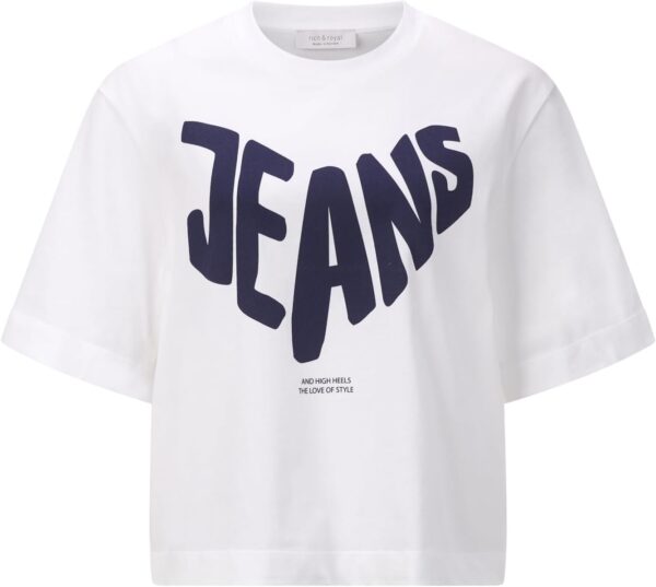 Damen T-Shirt Rich Royal Weiß Hochwertig Modern-0