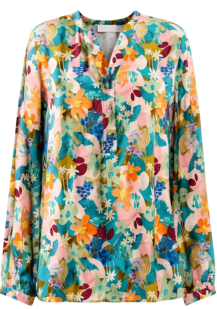 Rich Royal Bluse mit V-Ausschnitt und Druck in Gr 36