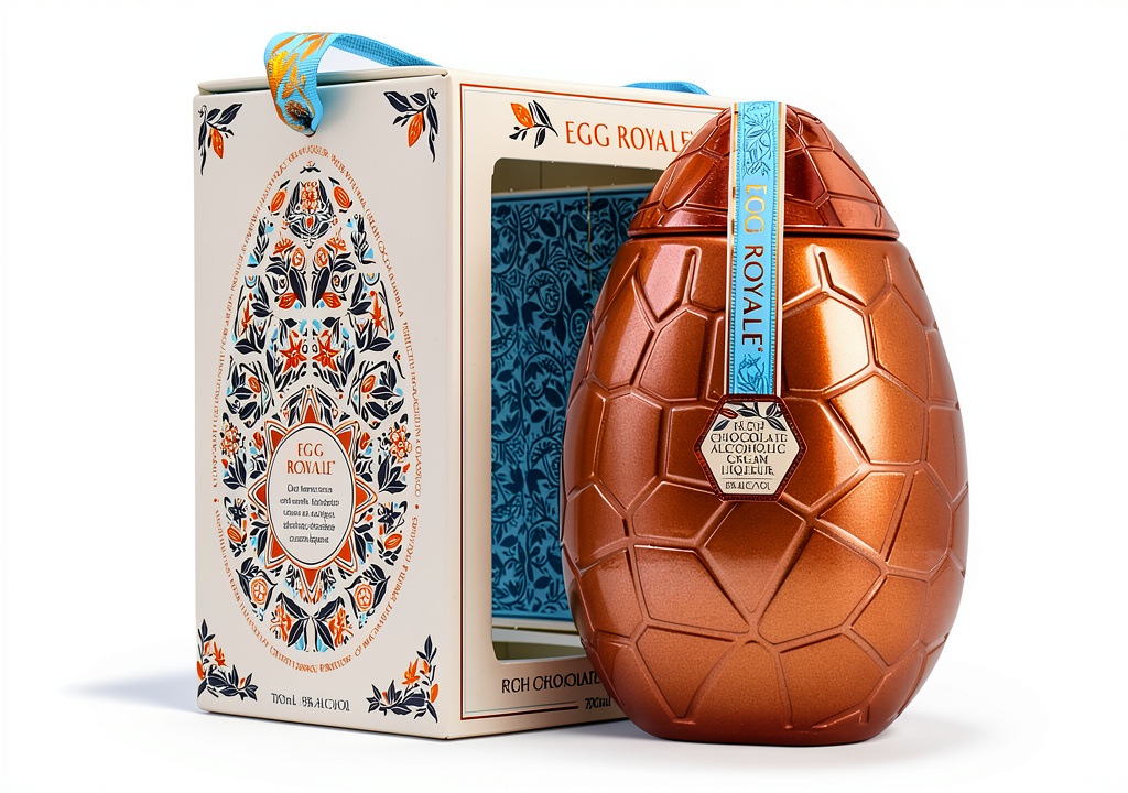 Egg Royale Schokoladenlikör in Geschenkbox auf einem Tisch