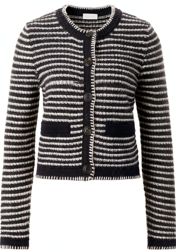 Strickjacke Damen rich&royal gestreift Blau Wolle Alpaka