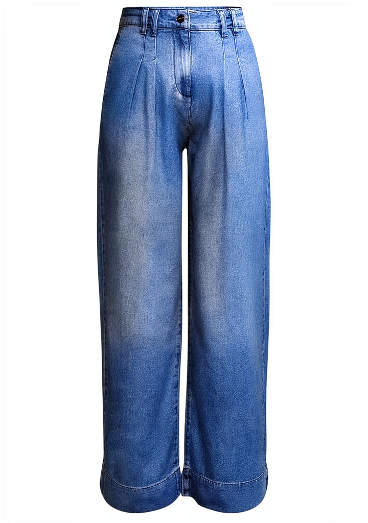 Rich Royal Weite Bio Denim Hose in Blau an einem Modell
