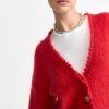 RICHROYAL Strickpullover V-Ausschnitt Mohair Wolle Rot M-1