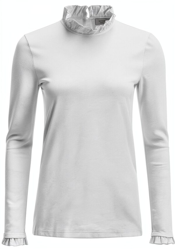Rich Royal Bio Baumwolle Langarmshirt Damen Rüschen Schwarz-0
