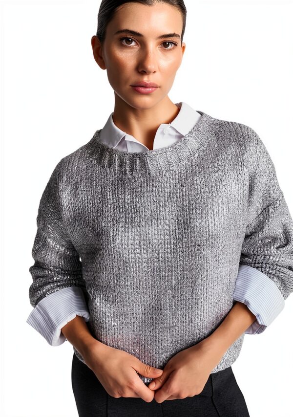 Damen Pullover Rich&Royal Kastiger Schnitt Metal Foil-2