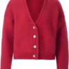 RICHROYAL Strickpullover V-Ausschnitt Mohair Wolle Rot M-0