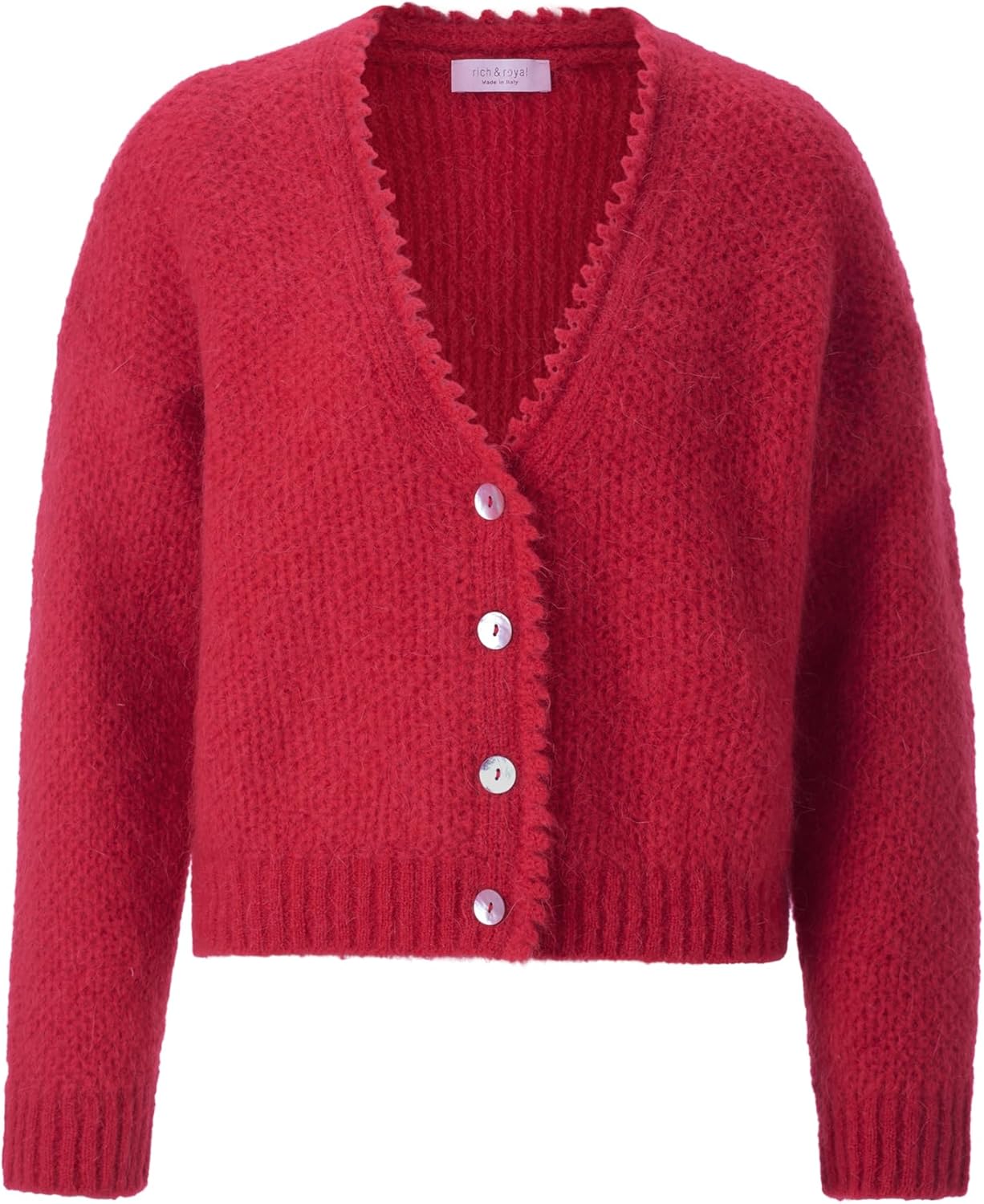 RICHROYAL Strickpullover in Rot, Größe M, mit V-Ausschnitt und kastigem Schnitt
