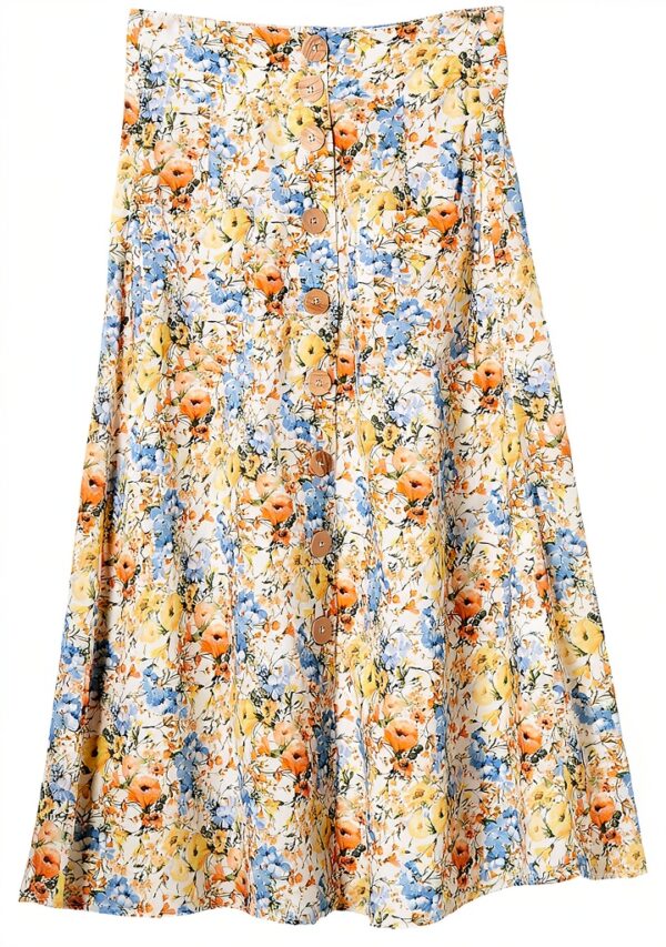 rich&royal Damen Rock Midi bedruckt elastisch Bund
