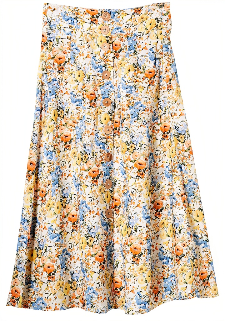 rich&royal Damen Midi Rock in Weiß mit bedrucktem Design