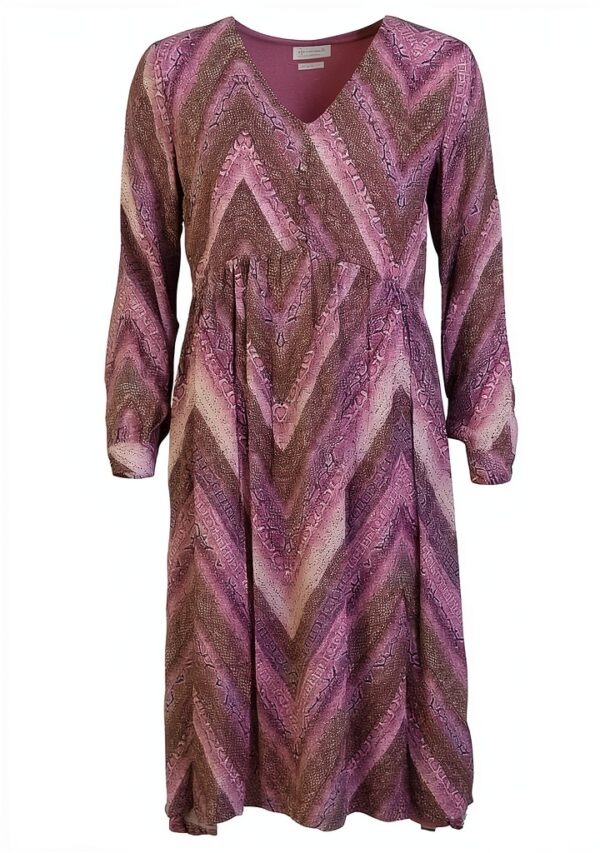 rich&royal Langarm Kleid V-Ausschnitt Raffung rosa Damen
