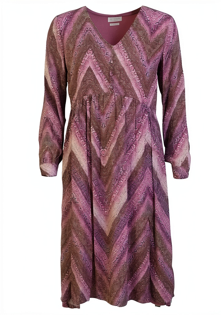 rich&royal Langarm Kleid V-Ausschnitt Raffung rosa Damenmodell