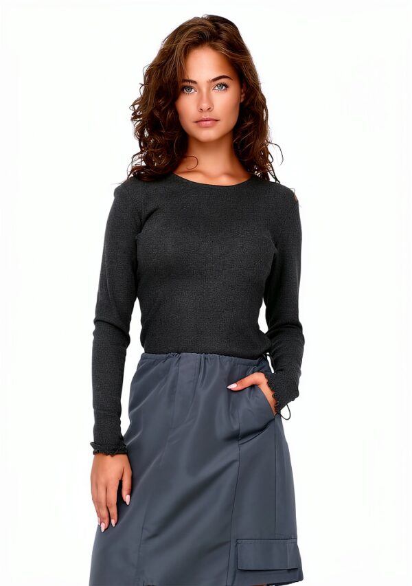 Bestseller Damen Bluse Langarm Rüschen Normal geschnitten-1