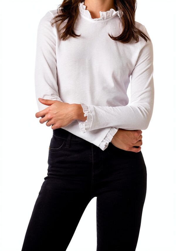 Rich Royal Damen Langarm Shirt Crew Neck Knopfverschluss-1