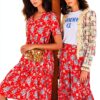 Damenkleid rich&royal Kurzarm Schößchen Rot Sommer-3