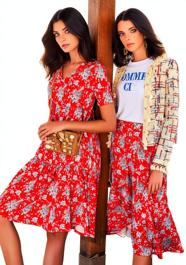 Damenkleid rich&royal Kurzarm Schößchen Rot Sommer-3