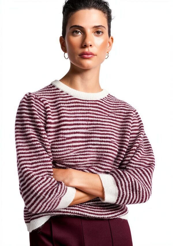 RICHROYAL Bluse Puffärmel Kastiger Schnitt Bordeaux Damen-3