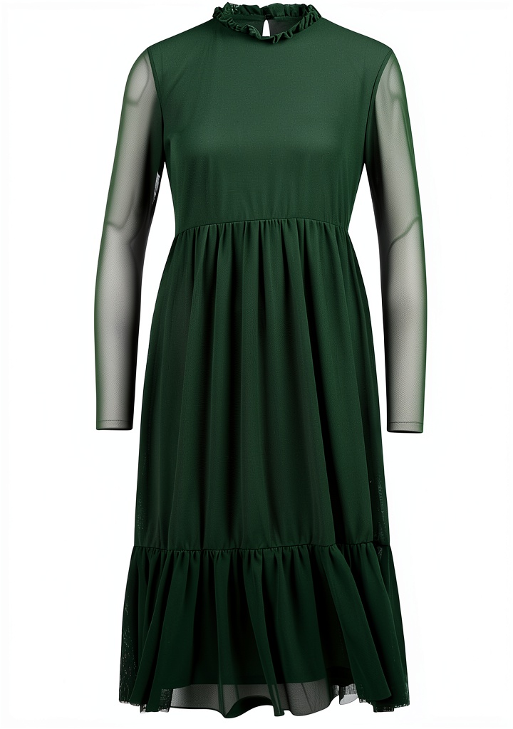 Rich Royal Midikleid in grüner Mesh-Optik von vorne