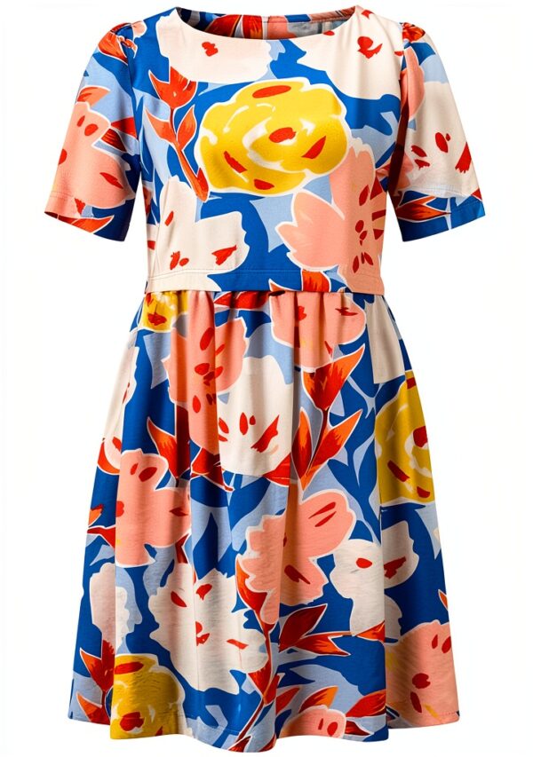 Rich Royal Mini Dress Azurblau Geblümt A Linie Damen