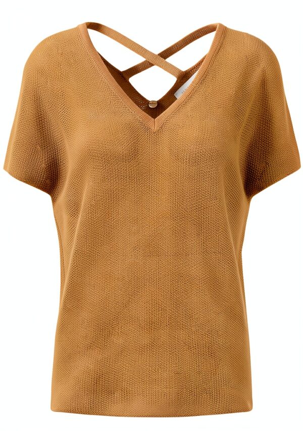 Rich Royal V-Neck Pullover Damen Kurzarm mit Knopfverschluss
