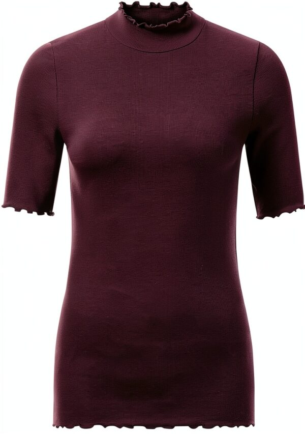 RICHROYAL T-Shirt Stehkragen Damen Basic Longsleeve Bordeaux