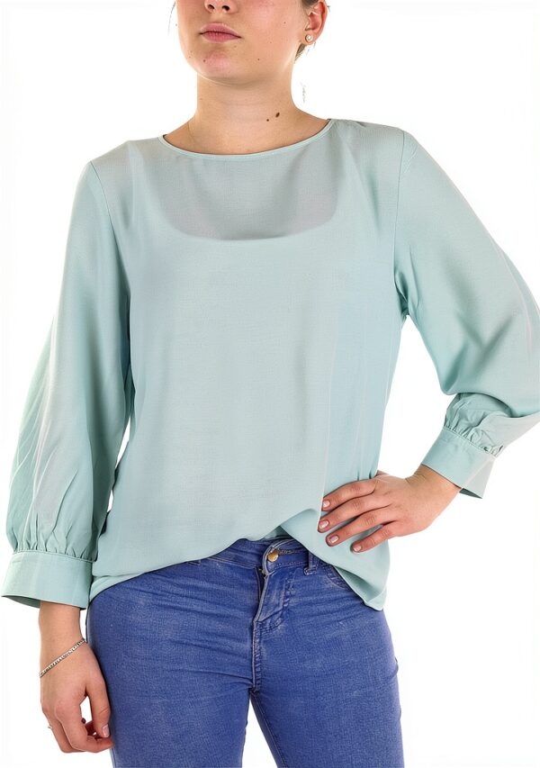 Rich Royal Bluse Damen pastel türkis 3/4 Ärmel Druckknopf