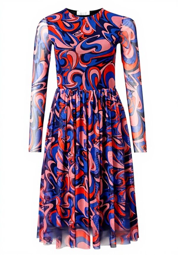 Rich Royal Damen Kleid Langarm Freizeit blau orange
