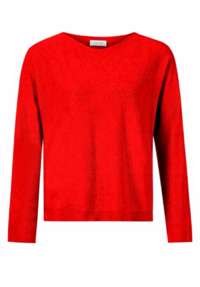 Rich Royal Damen Pullover in Rot auf einem Stuhl