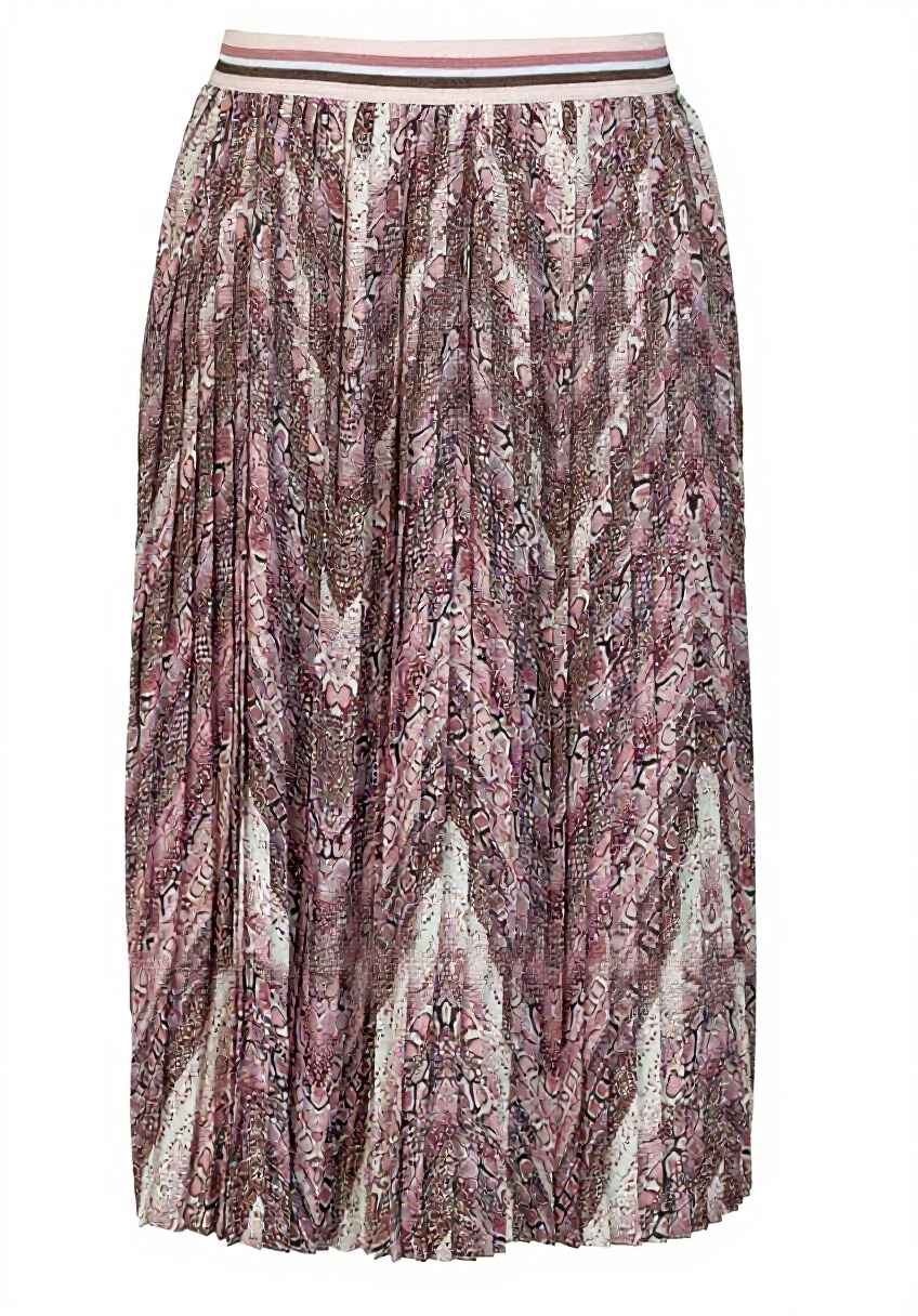 rich&royal Damen Plissee Rock mit Schlangen-Print in Rosa