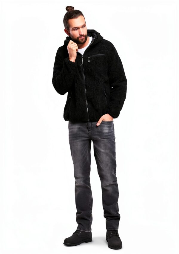 Herren-Teddy-Fleecejacke von Brandit - L, Schwarz-7