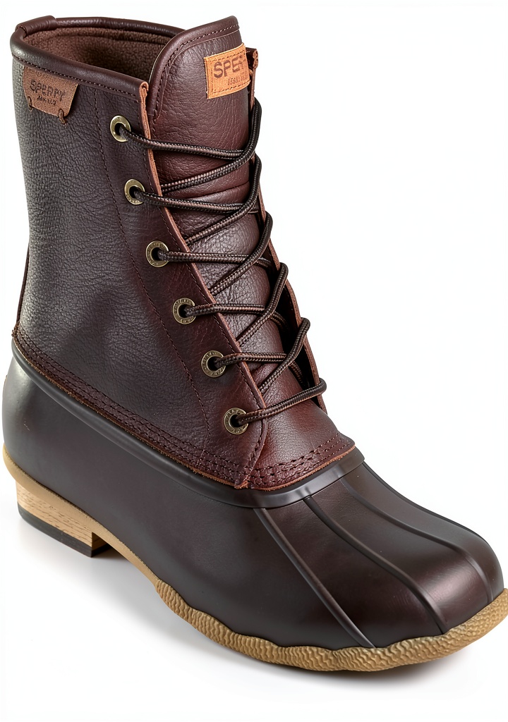 Installing Herren Salzwasserstiefel von Sperry Tan Braun 39.5 EU on a wooden desk