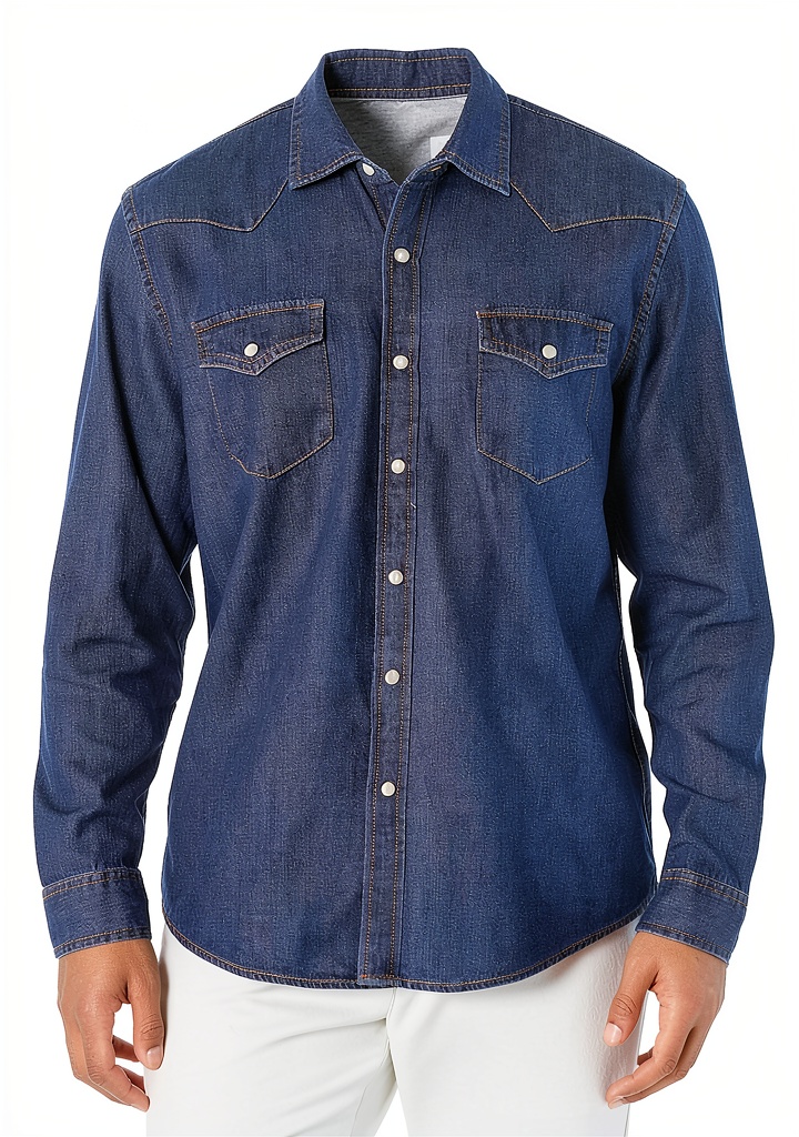 Denim Herrenhemd von Amazon Essentials im urbanen Umfeld
