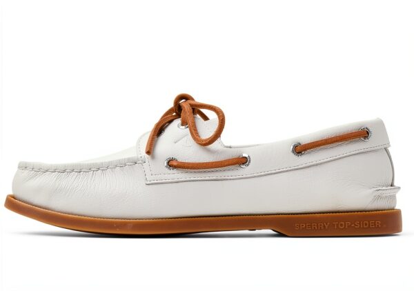 Sperry Herren Bootsschuh Weißes Leder – Handgenäht, OrthoLite Komfort-0